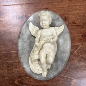 Marble Alabaster Onyx Onix Jim Tirreina Stone Cherub Wall Hangings Italy 7”